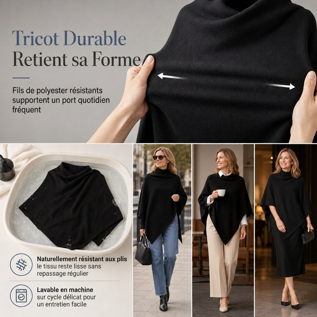 Châle en tricot élégant pour femme, coupe ample unie, cape polyvalente