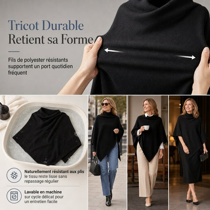 Châle en tricot élégant pour femme, coupe ample unie, cape polyvalente