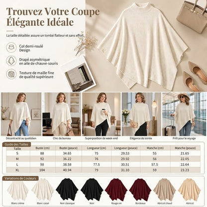 Châle en tricot élégant pour femme, coupe ample unie, cape polyvalente