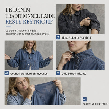 Robe mini en jean oversize à col montant pour femme