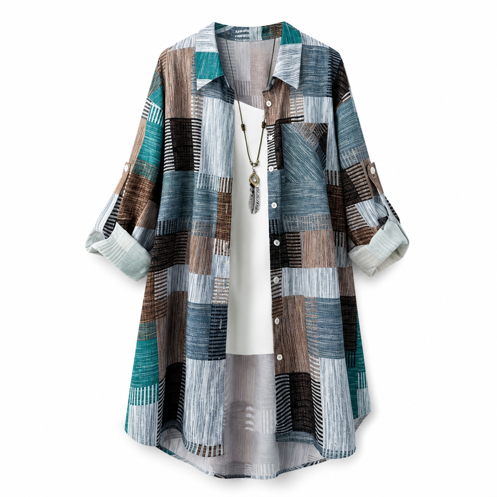 Chemise à manches longues à carreaux, coupe décontractée ample, vêtement d'extérieur grande taille avec protection solaire pour le printemps et l'automne