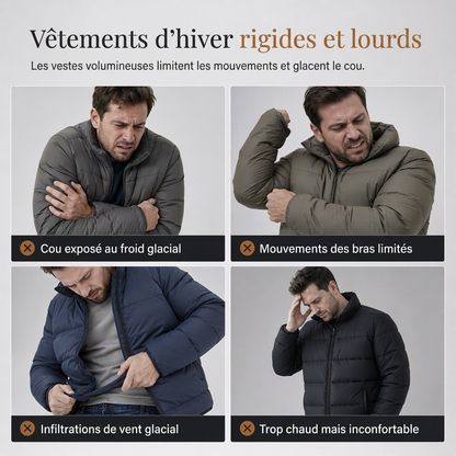 Manteau d'hiver matelassé léger à col montant pour homme
