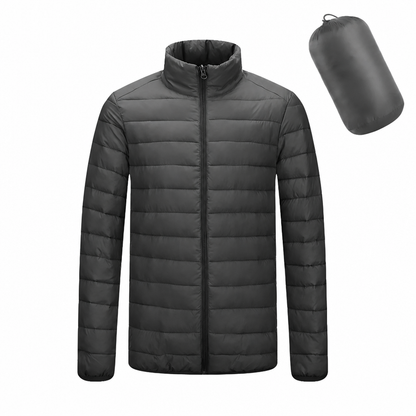 Manteau d'hiver matelassé léger à col montant pour homme