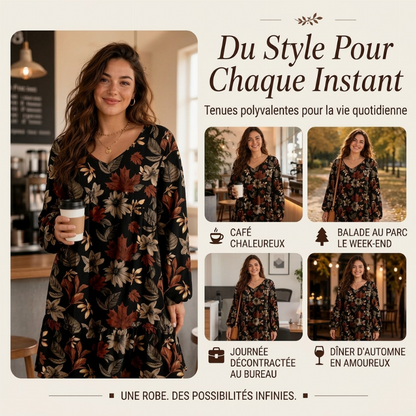 Robe élégante pour femme à imprimé feuille d'érable