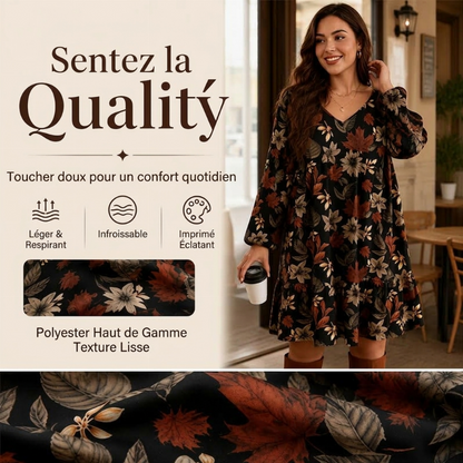 Robe élégante pour femme à imprimé feuille d'érable