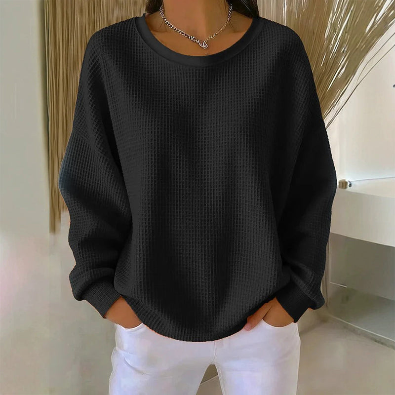Sweat-shirt ample pour femme en maille gaufre