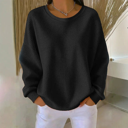 Sweat-shirt ample pour femme en maille gaufre
