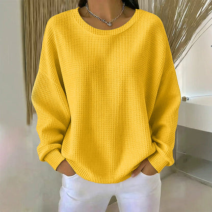 Sweat-shirt ample pour femme en maille gaufre