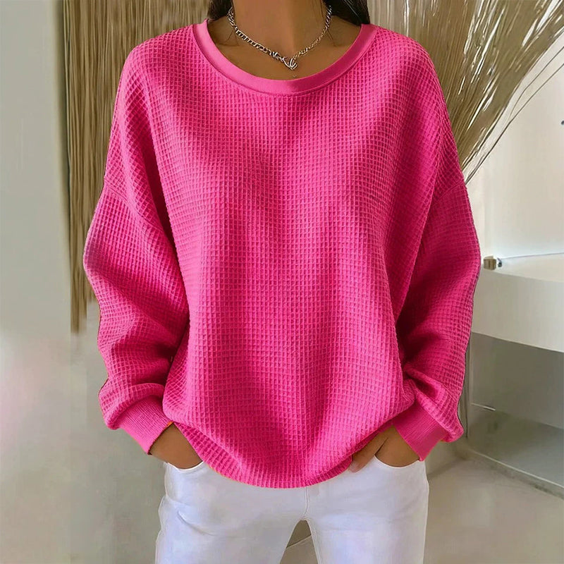 Sweat-shirt ample pour femme en maille gaufre