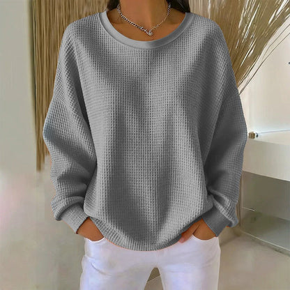 Sweat-shirt ample pour femme en maille gaufre