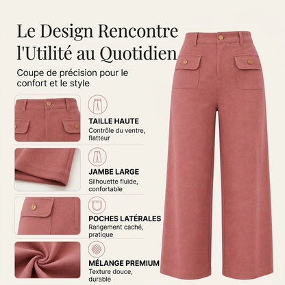 Pantalon taille haute à jambes larges pour femme