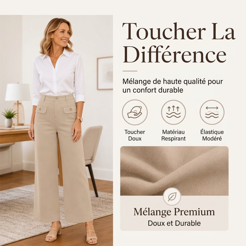 Pantalon taille haute à jambes larges pour femme