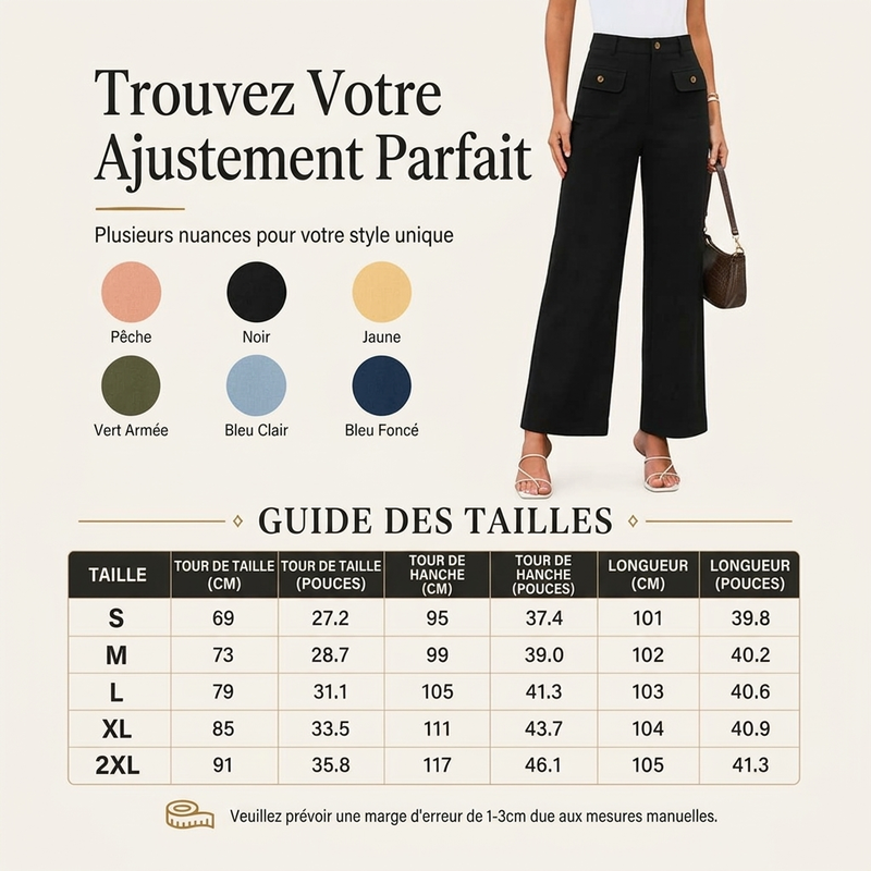 Pantalon taille haute à jambes larges pour femme