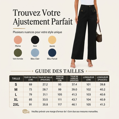 Pantalon taille haute à jambes larges pour femme