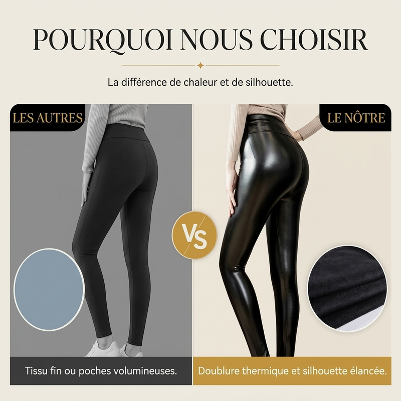 Leggings taille haute pour femme en simili cuir PU