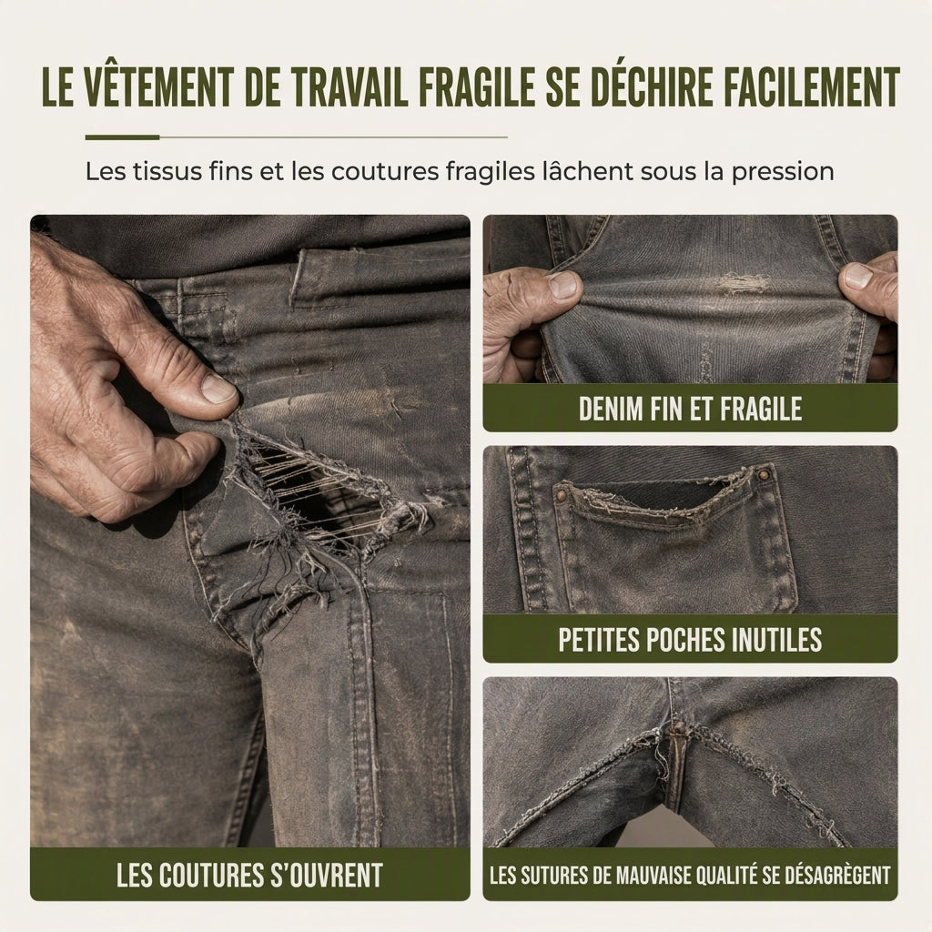 Salopettes en jean de coton épais pour homme, coupe décontractée, jambes droites, avec multiples poches utilitaires
