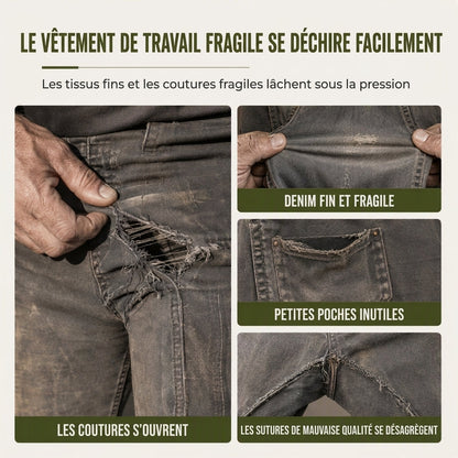 Salopettes en jean de coton épais pour homme, coupe décontractée, jambes droites, avec multiples poches utilitaires