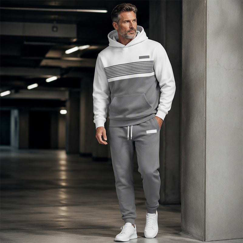 Ensemble sweat à capuche et pantalon décontracté à blocs de couleurs pour homme