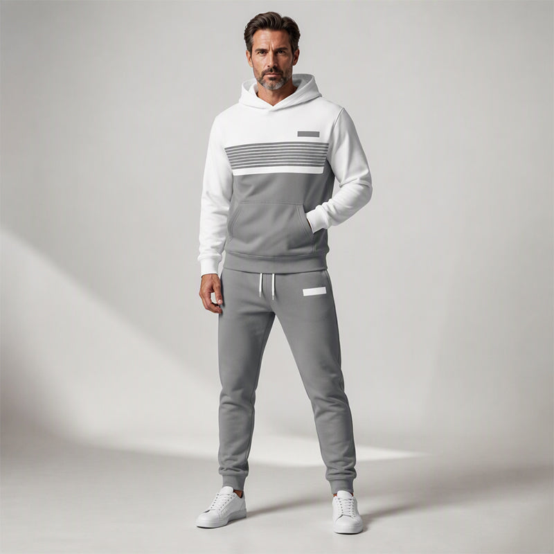 Ensemble sweat à capuche et pantalon décontracté à blocs de couleurs pour homme