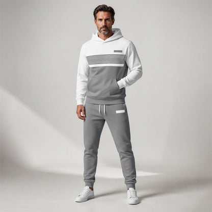 Ensemble sweat à capuche et pantalon décontracté à blocs de couleurs pour homme
