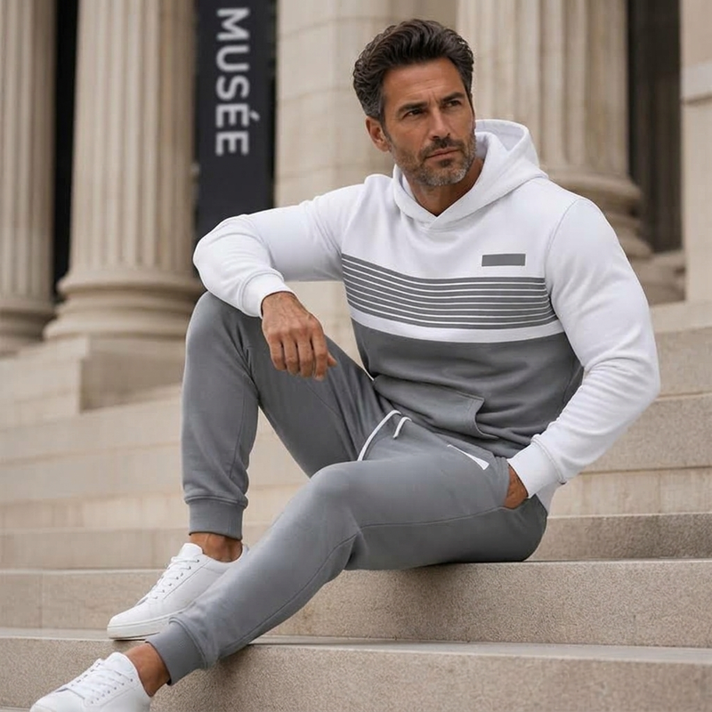 Ensemble sweat à capuche et pantalon décontracté à blocs de couleurs pour homme