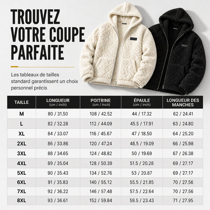 Veste à capuche zippée en polaire sherpa gaufrée torsadée pour homme avec poches