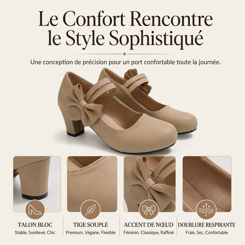 Chaussures élégantes pour femme à semelle compensée épaisse avec bride à nœud
