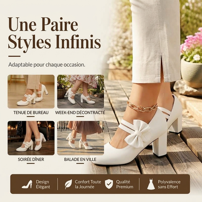 Chaussures élégantes pour femme à semelle compensée épaisse avec bride à nœud
