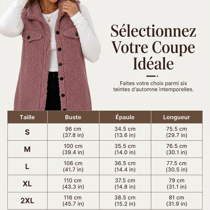 Gilet à col revers confortable pour femme, hiver