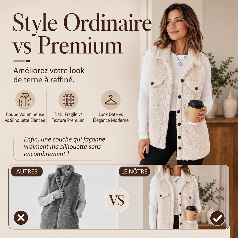 Gilet à col revers confortable pour femme, hiver
