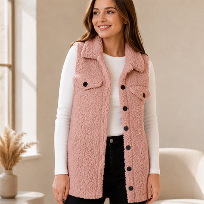 Gilet à col revers confortable pour femme, hiver