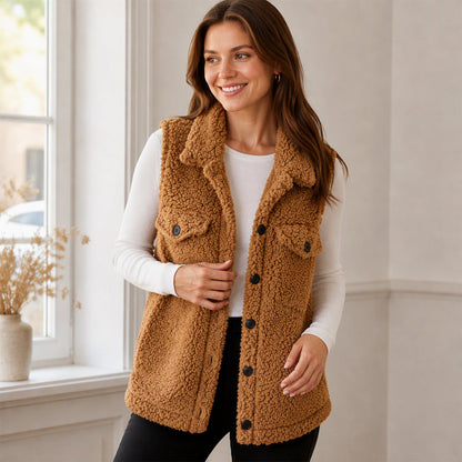 Gilet à col revers confortable pour femme, hiver