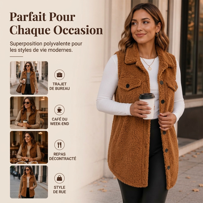 Gilet à col revers confortable pour femme, hiver
