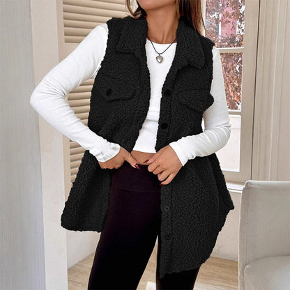 Gilet à col revers confortable pour femme, hiver