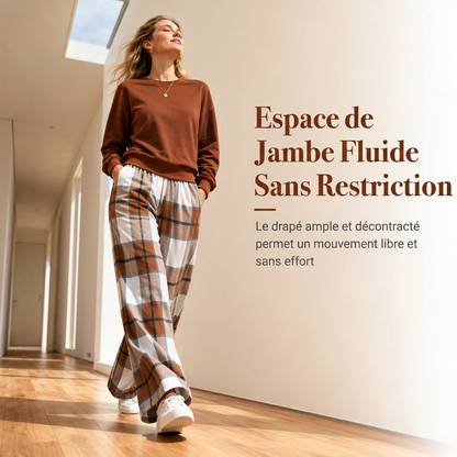 Ensemble sweat à col rond décontracté doux pour femme et pantalon à jambes larges