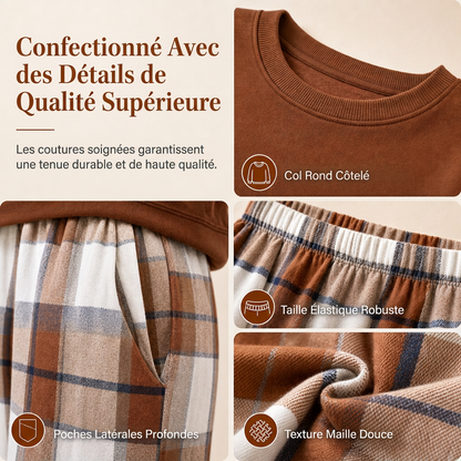 Ensemble sweat à col rond décontracté doux pour femme et pantalon à jambes larges