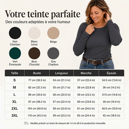 Haut en maille côtelée à col rond classique pour femme