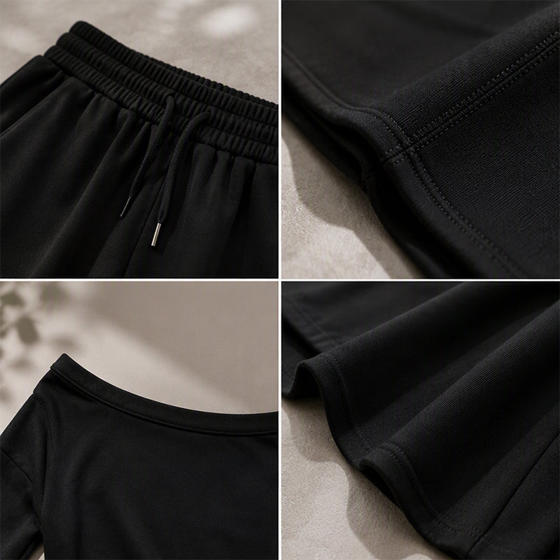 Ensemble décontracté pour femme : haut à épaules dénudées et pantalon à jambes larges