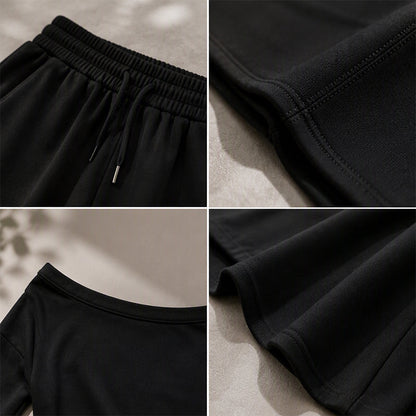 Ensemble décontracté pour femme : haut à épaules dénudées et pantalon à jambes larges