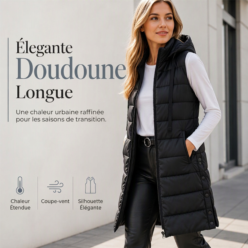 Gilet matelassé à capuche pour femme