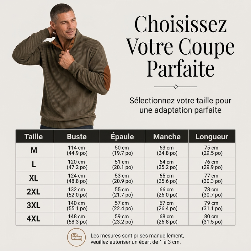 Sweatshirt à col montant en velours côtelé pour homme