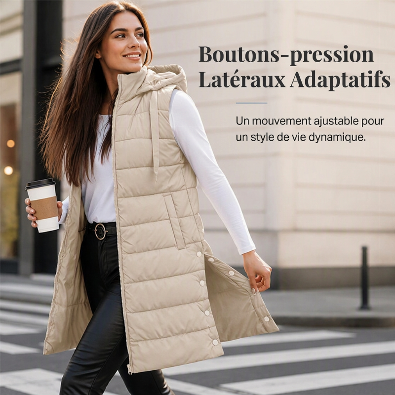 Gilet matelassé à capuche pour femme
