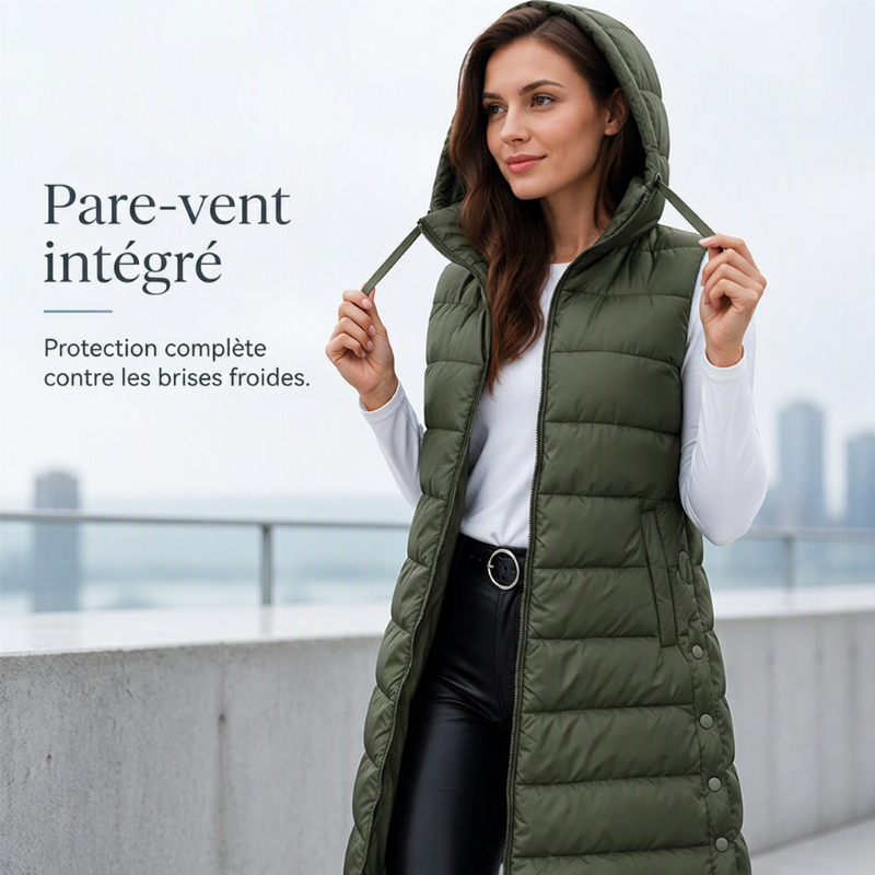 Gilet matelassé à capuche pour femme