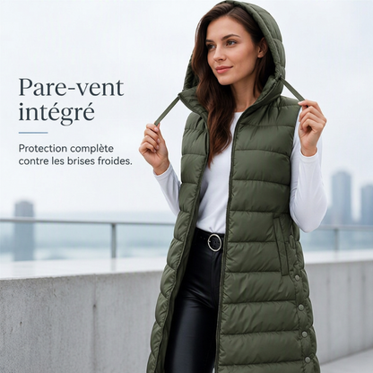 Gilet matelassé à capuche pour femme