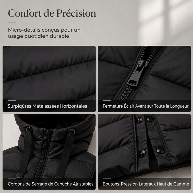 Gilet matelassé à capuche pour femme