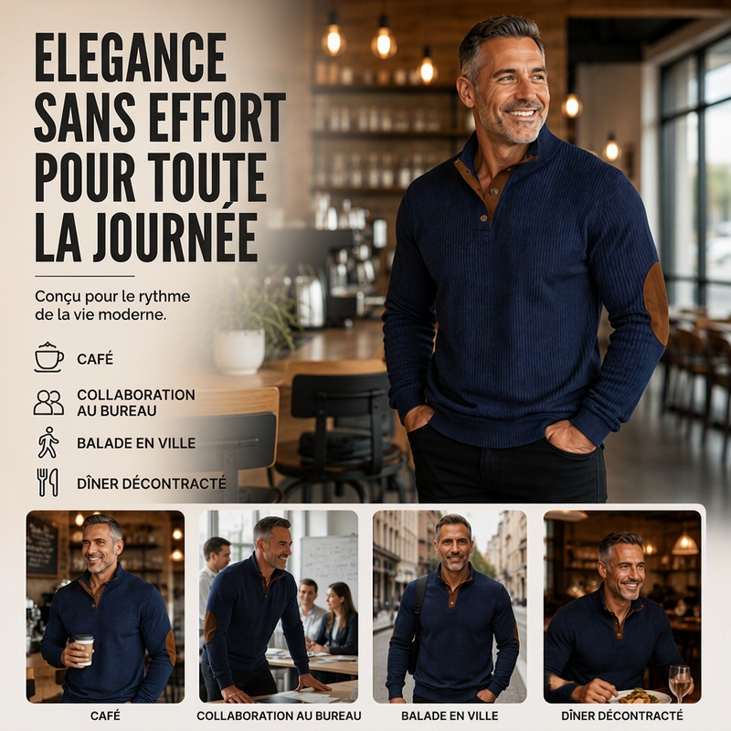 Sweatshirt à col montant en velours côtelé pour homme