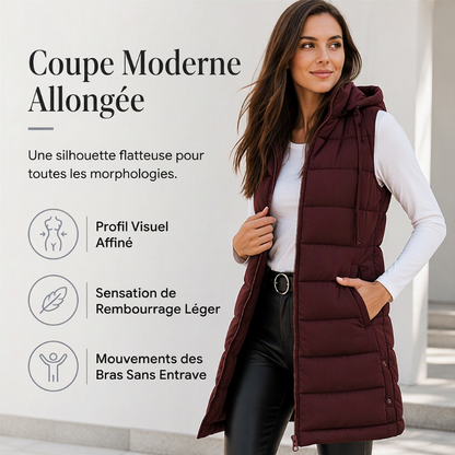 Gilet matelassé à capuche pour femme
