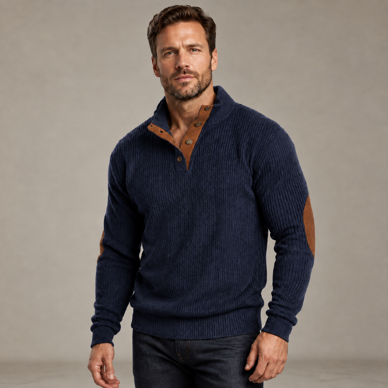 Sweatshirt à col montant en velours côtelé pour homme