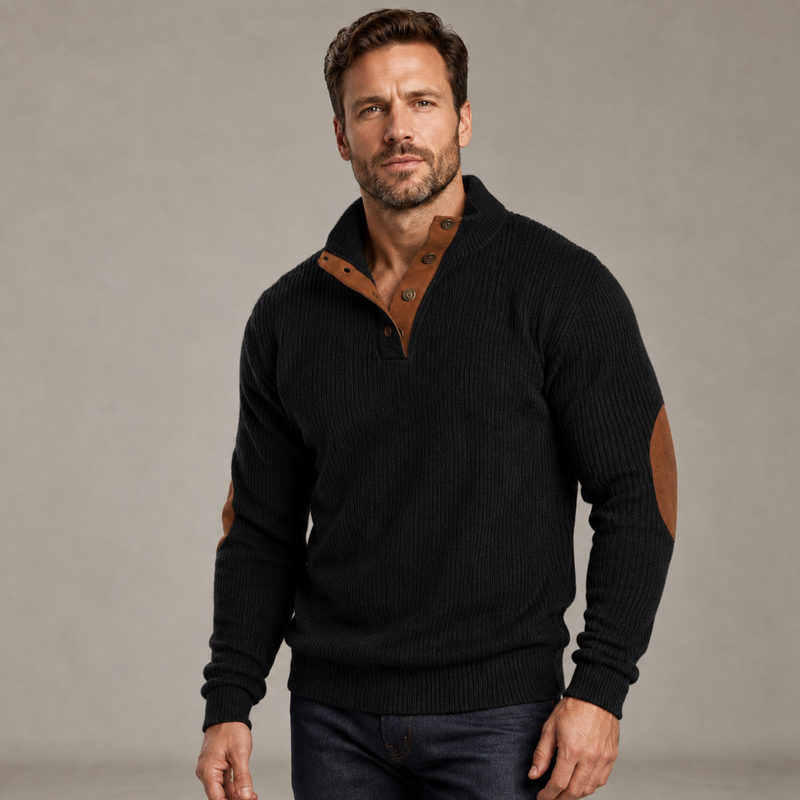 Sweatshirt à col montant en velours côtelé pour homme