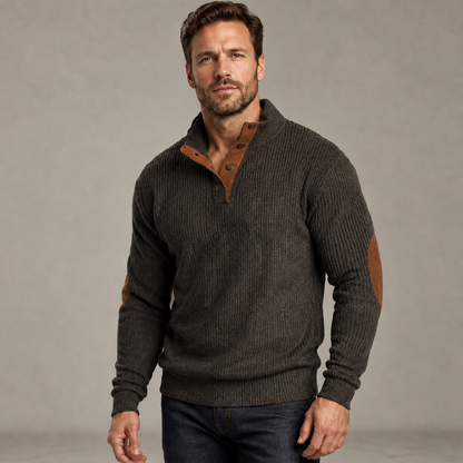 Sweatshirt à col montant en velours côtelé pour homme